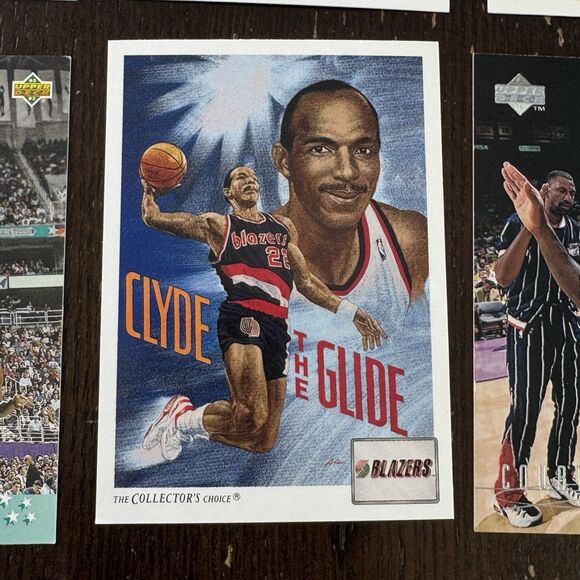 Clyde Drexler 12 Card Lot Trail Blazers Hornets NBA Basketball 2x HOF Dream Team - Picture 11 of 12